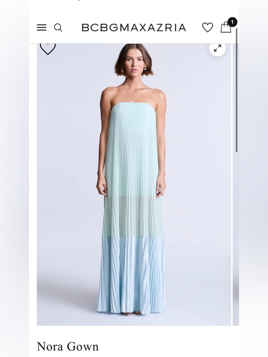BCBGMaxAzria Dresses & Skirts - BCBGMaxAzria Strapless Nora Pleated Gown in Mint and Light Blue.